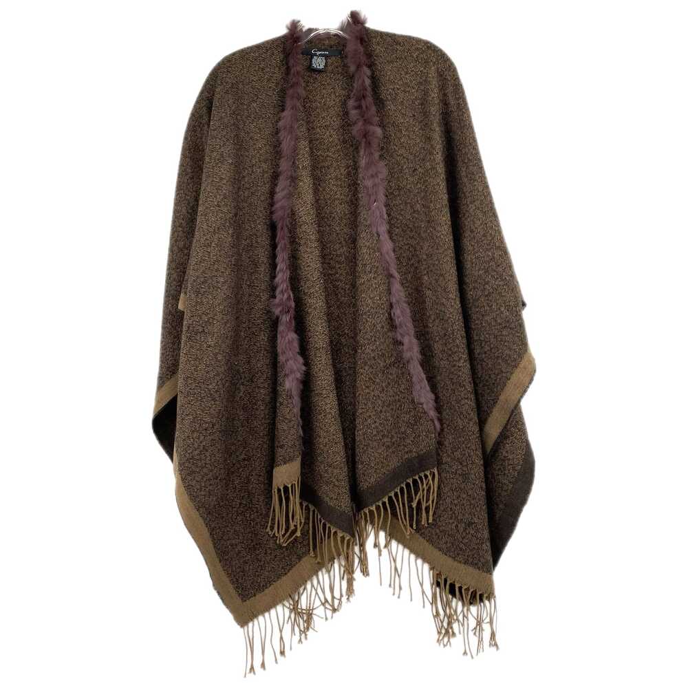 Cejon Brown Knit Fur Trim Shrug | Women’s One Size
